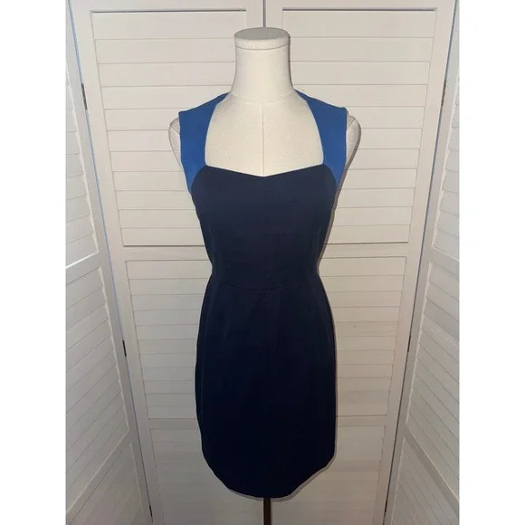 Banana Republic Petite Navy Blue Royal Blue Sheath Dress Size 6P - Picture 2 of 8